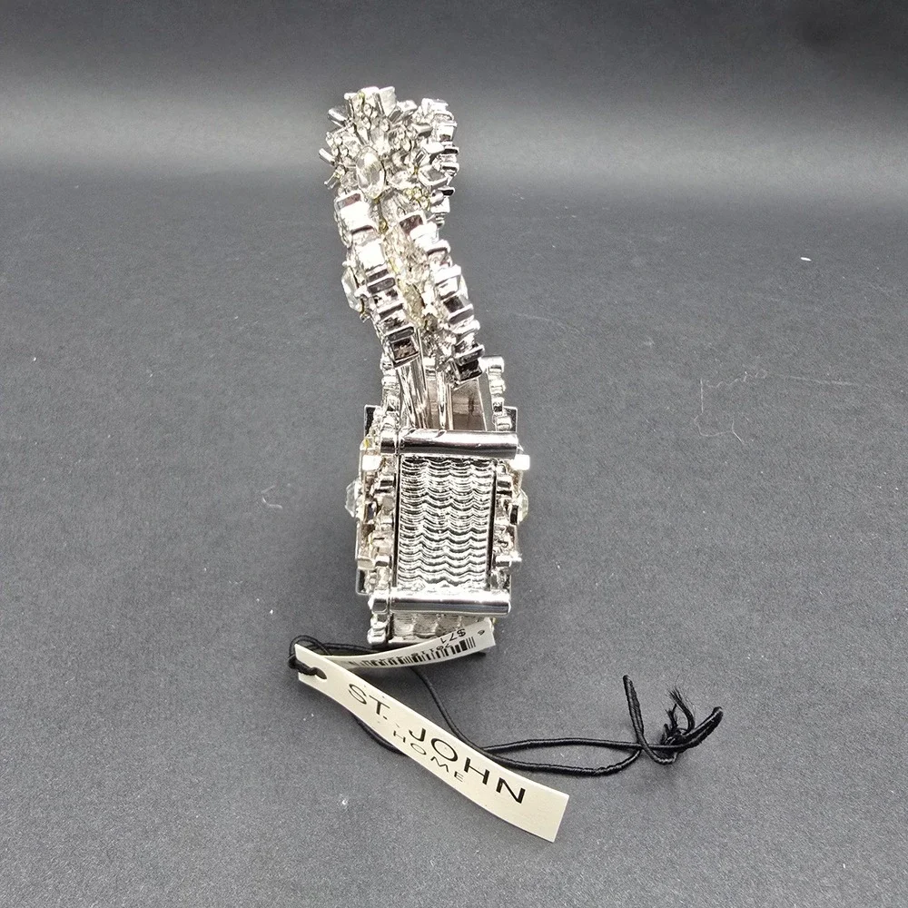 St. John Home Crystal Snowflake Cocktail Pick Set with Holder Silver Tone New